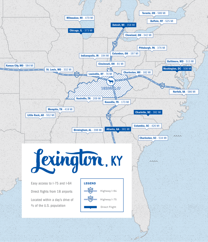 Map to Lexington